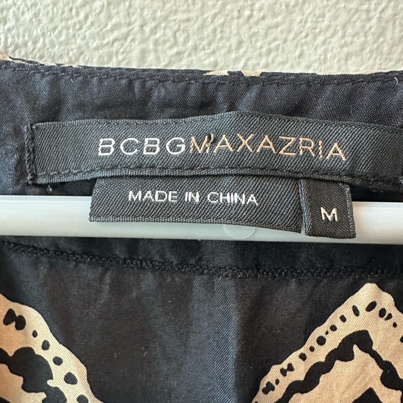 BCBG Max Azria 100% Silk Tunic Black Tan Paisley, Size Medium - Picture 3 of 7